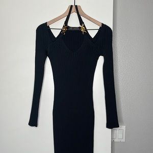 VERSACE MEDUSA ACCENT BLACK KNIT Dress 40 - 4